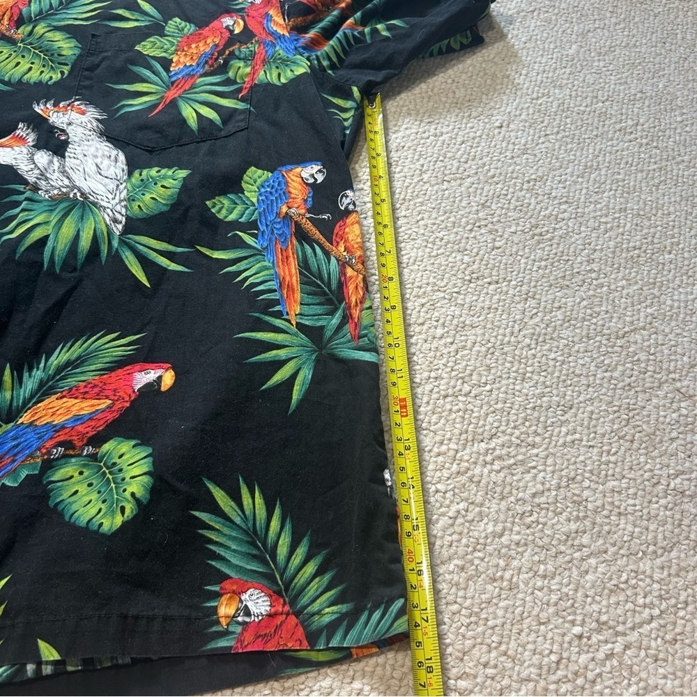 Pacific Legend Hawaiian 2XL Black Colorful Bird Parrots Tropical Luau Cotton - Picture 6 of 9